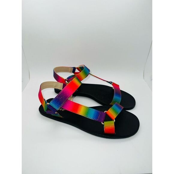 Bamboo Women's Fulmoon-69 Fabric Strap Sandal in Rainbow Size 6 New - Picture 7 of 9